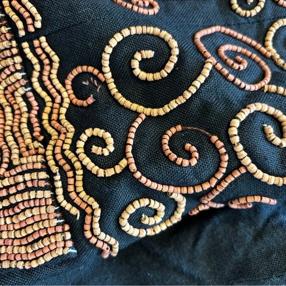 Todd Oldham vintage Black Jacket with brown Beaded Swirls medium collectable - Picture 13 of 16